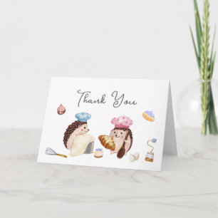 Whimsical Cute Hedgehog Chef Baker Baby Shower  Thank You Card