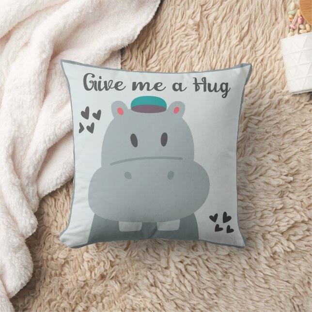 Whimsical cute hippo head personalised quote cushion (Blanket)