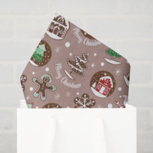 Whimsical Cute Holiday Cookie Pattern Christmas Tissue Paper