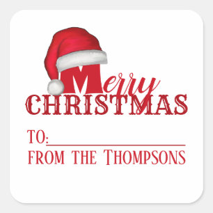 Whimsical Cute Holiday Santa Claus Christmas Square Sticker