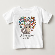 Whimsical Cute Kitten with Butterflies & Quote 