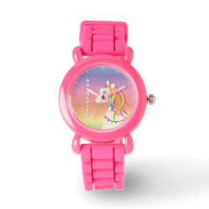 Whimsical Cute Magical Rainbow Unicorn Custom Name Watch