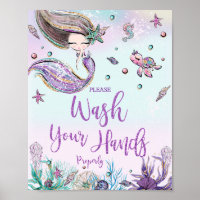 Whimsical Cute Mermaid Wash Your Hands Bathroom