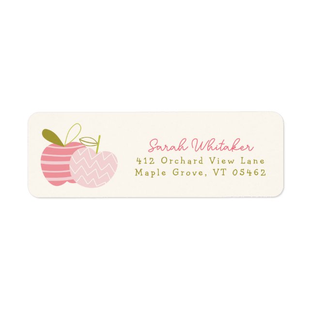 Whimsical Cute Modern Apple Theme Pink Green (Front)