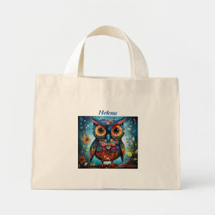 Whimsical Cute Owl Personalised  Mini Tote Bag