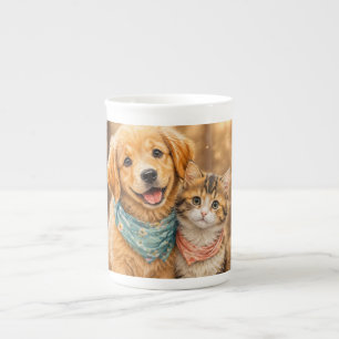 Whimsical Cute Pet Nature illustration Bone China Mug
