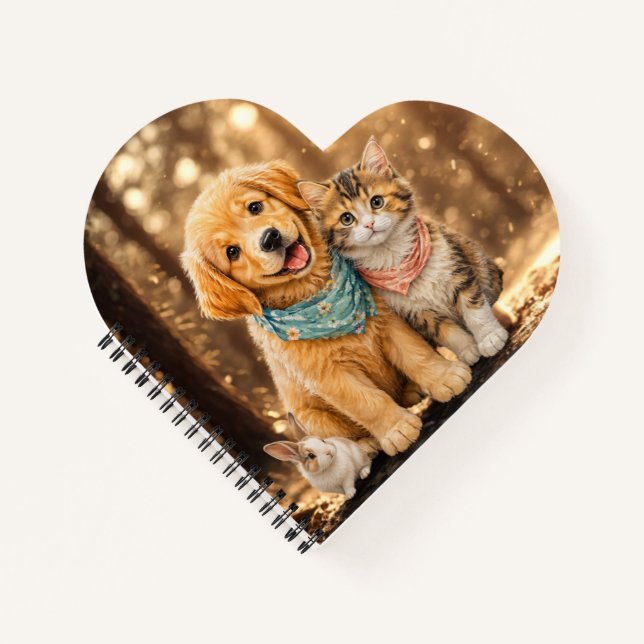 Whimsical Cute Pet Nature illustration Spiral  Notebook (Front)