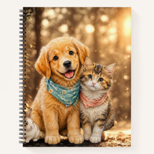 Whimsical Cute Pet Nature illustration Spiral Notebook