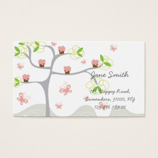 Whimsical Cute Pink Cupcakes Tree Profile Card