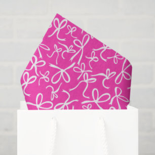 Whimsical Cute Pink White Bows Pattern Girly Gift  Tissue Paper