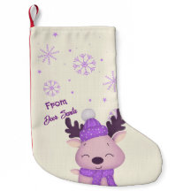 Whimsical Cute Purple Reindeer Christmas Stocking