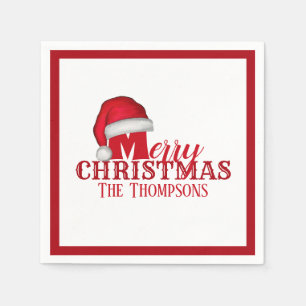 Whimsical Cute Santa Claus Holiday Christmas Napkin