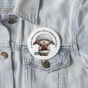 Whimsical Cute Sheep Reading a Book 7.5 Cm Round Badge