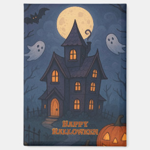 Whimsical Cute Spooky Haunted House Halloween - Magnet