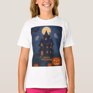 Whimsical Cute Spooky Haunted House   Halloween -  T-Shirt