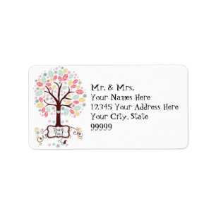 Whimsical Cute Swirl Heart Flower Tree Baby Shower Label