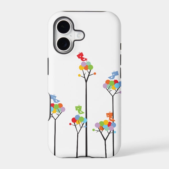 Whimsical Cute Tweet Birds Colourful Fun Tree Dots (Back)
