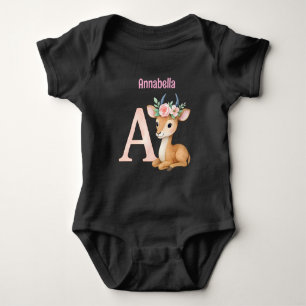 Whimsical Cute Watercolor Letter A Animal Nursery Baby Bodysuit