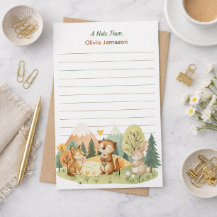Whimsical Cute Woodland Animals Personalized Kid's Stationery