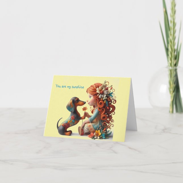 Whimsical Dachshund Any Occasion Card (Front)