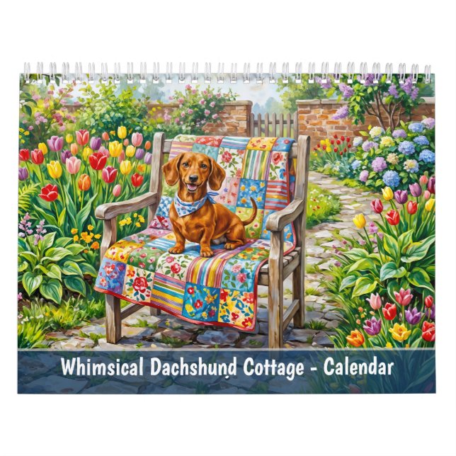 Whimsical Dachshund Cottage Calendar (Cover)