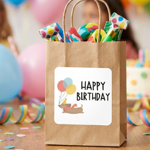 Whimsical Dachshund Happy Birthday Festive Square Sticker