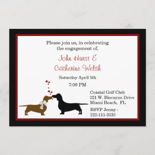Whimsical Dachshunds Engagement Party Invitation