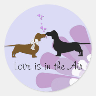 Whimsical Dachshunds Kissing Sticker