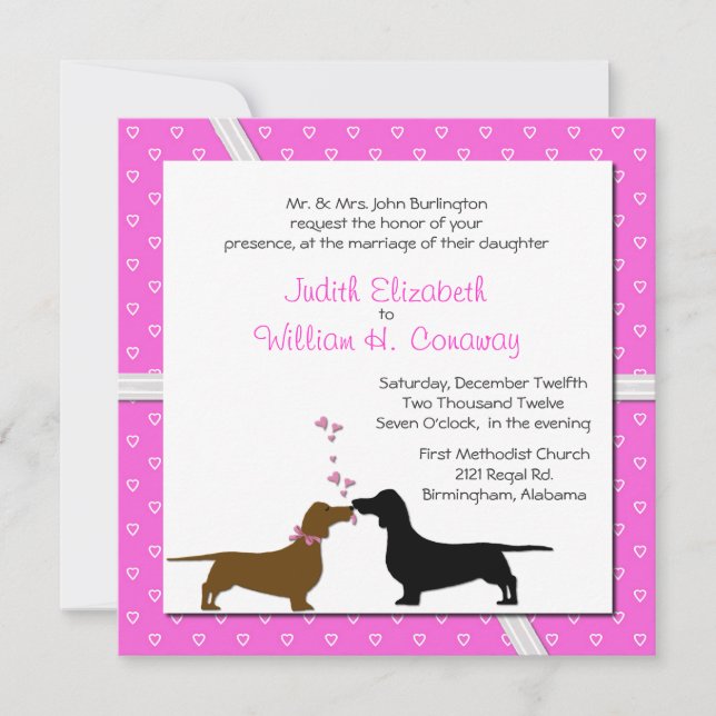 Whimsical Dachshunds Wedding Invitation (Front)