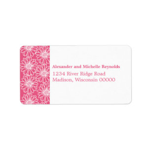 Whimsical Daisies Address Labels, Pink Label