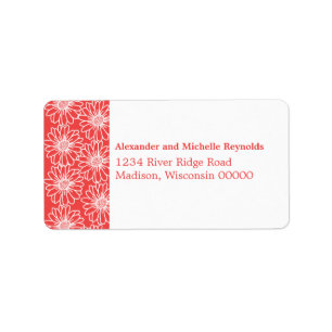 Whimsical Daisies Address Labels, Red Label