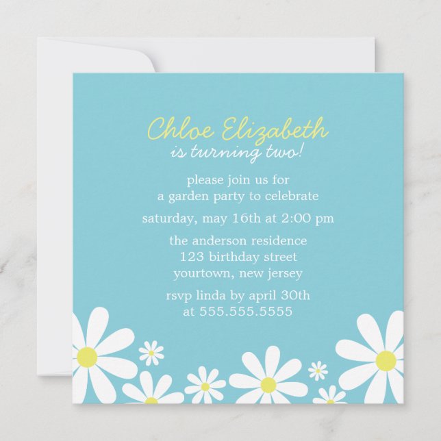 Whimsical Daisies Birthday Party Invitation (Front)