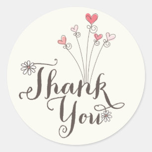 Whimsical Daisies Love Girl 1st Birthday Thank You Classic Round Sticker