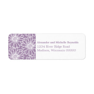 Whimsical Daisies Return Address Labels, Purple