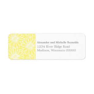 Whimsical Daisies Return Address Labels, Yellow