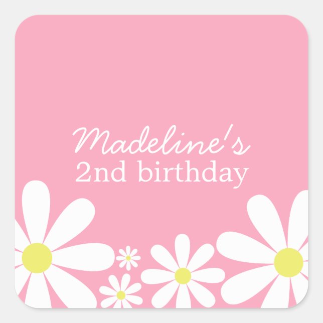 Whimsical Daisies Square Sticker (Front)