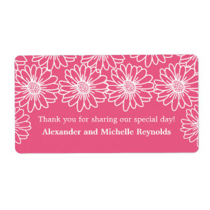 Whimsical Daisies Wedding Labels, Pink