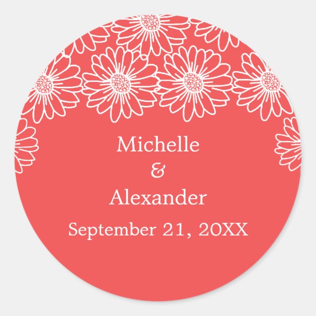 Whimsical Daisies Wedding Stickers (Front)