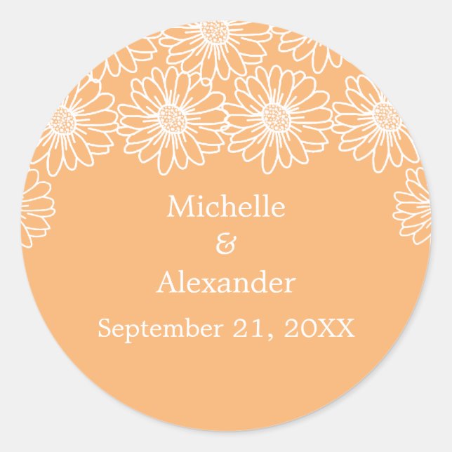 Whimsical Daisies Wedding Stickers (Front)
