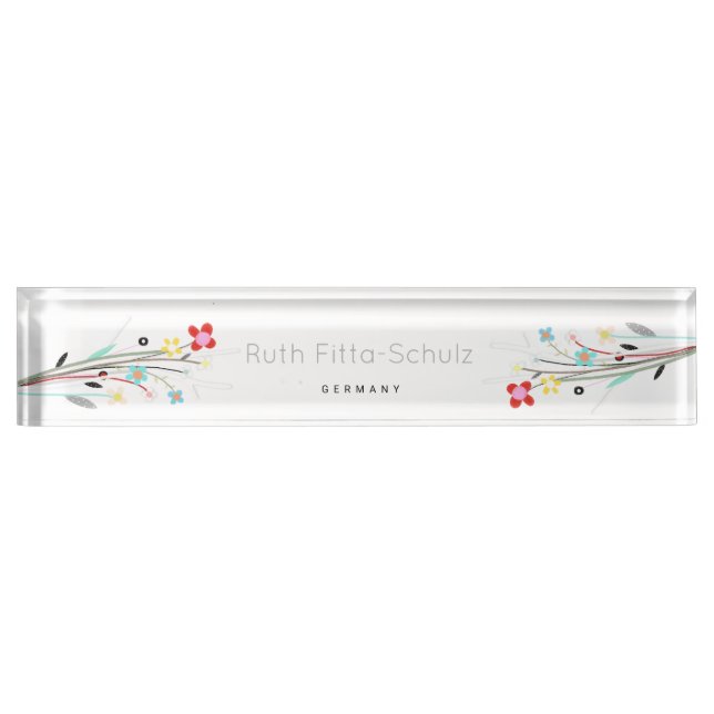 Whimsical Daisy Custom Text Desk Name Plate (Front)
