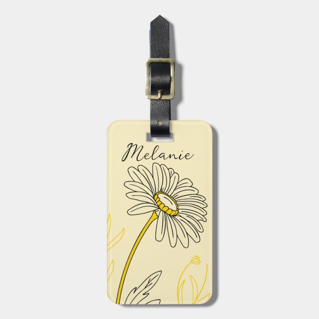 whimsical daisy custom text  luggage tag (Front Vertical)