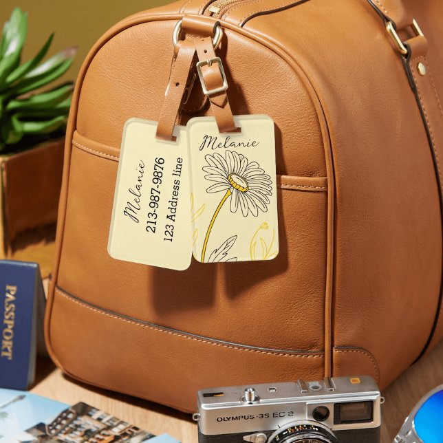 whimsical daisy custom text  luggage tag (Creator Uploaded)