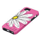 Whimsical Daisy Floral - pink yellow and name