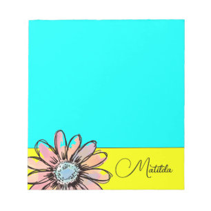 Whimsical Daisy flower Custom Text Notepad