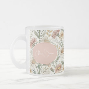 Whimsical Daisy Garden Aesthetic Custom Frosted Glass Coffee Mug
