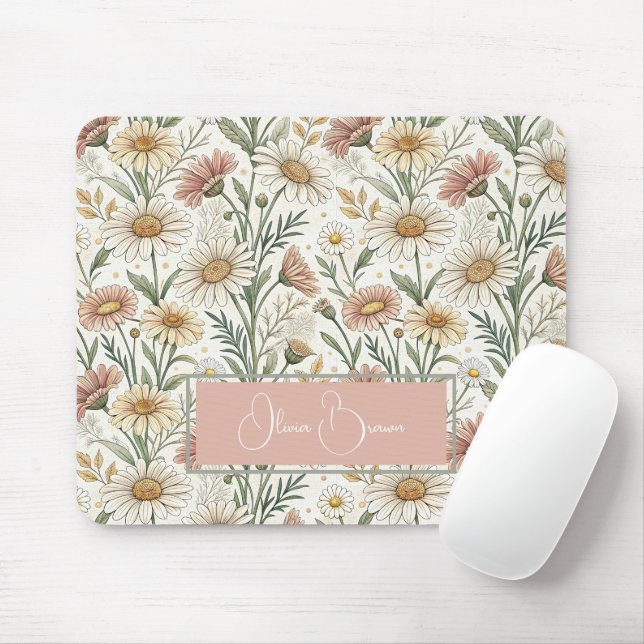 Whimsical Daisy Garden Aesthetic Custom Mouse Mat (With Mouse)