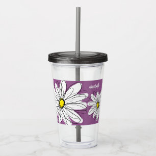 Whimsical Daisy - orchid - trendy script name Acrylic Tumbler