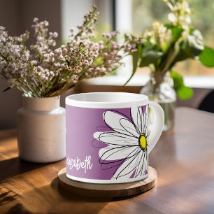 Whimsical Daisy - orchid - trendy script name Espresso Cup