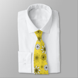 Whimsical Daisy Yellow and White Tie