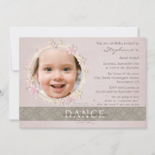 Whimsical dance recital girl's photo invitation